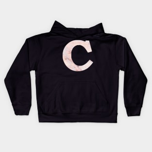The Letter C Pink Marble Design Kids Hoodie